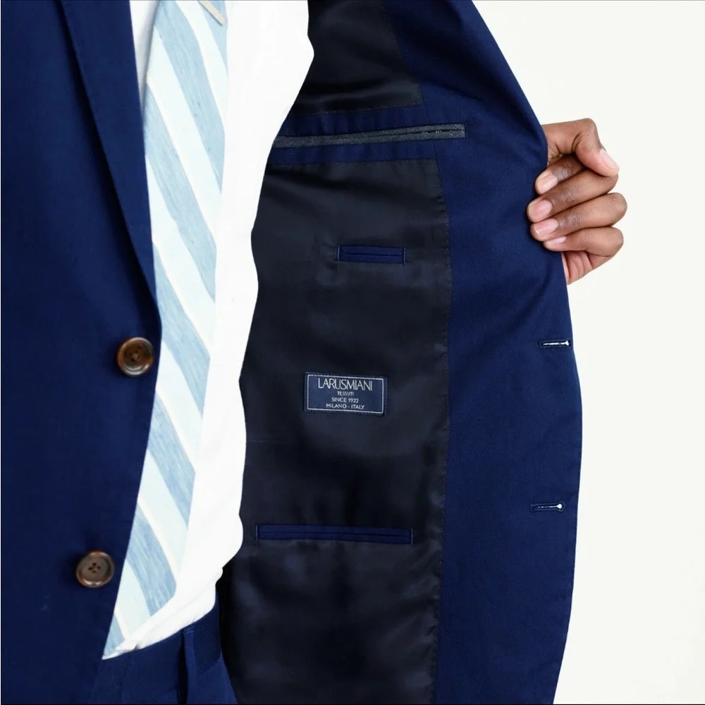 J. Crew $348 Navy Ludlow Slim-fit Suit Jacket in Italian Cotton Chino Sz 38R/M